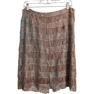 Chetta B Womens Knee Length Lace Stripes Crochet Beaded Skirt Size 14